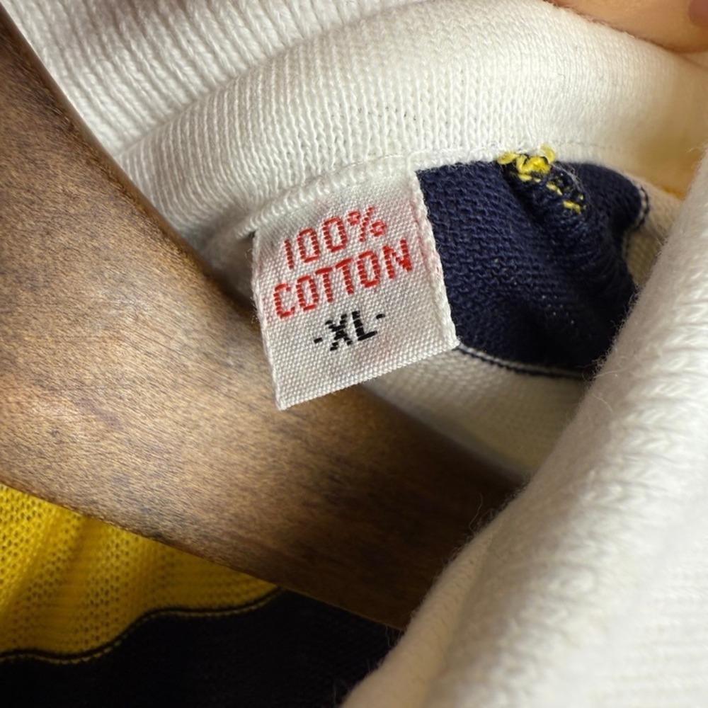 Vintage Gant Polo Shirt Mens XL Yellow Blue The Rugger Knit Deadstock 70s ivy - Picture 6 of 8